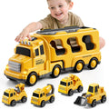 Camión de construcción Bennol, juguetes para niños pequeños de 1, 2, 3, 4 y 5 años, regalos de cumpleaños para niños de 1 a 3 años, camión de construcción 5 en 1 con excavadora, grúa mezcladora y bulldozer. 