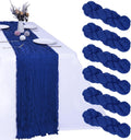 RestfulGlow Paquete de 6 Caminos de Mesa de Gasa Azul Real de 3 metros (10 pies) de tela de gasa estilo bohemio, 89 x 305 cm (35 x 120 pulgadas), estilo rústico y transparente, ideal para decoración de bodas, baby showers y fiestas.