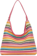 Oweisong Bolsa de Playa de Paja para Mujer | Bolso Tote Tejido Tipo Cubeta | Cartera de Vacaciones Artesanal