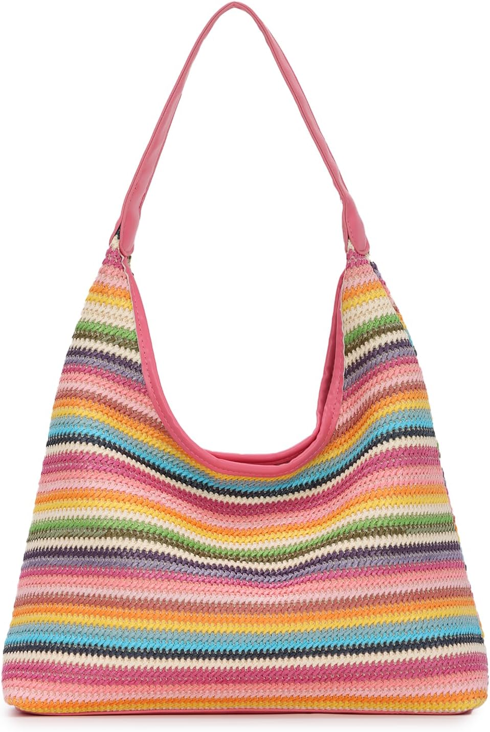 Oweisong Bolsa de Playa de Paja para Mujer | Bolso Tote Tejido Tipo Cubeta | Cartera de Vacaciones Artesanal