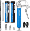 KRETLAW Mini pistola de grasa (3000PSI) con doble cartucho de grasa de 3 oz y manguera flexible de 12 pulgadas, acoplador reforzado para automóviles