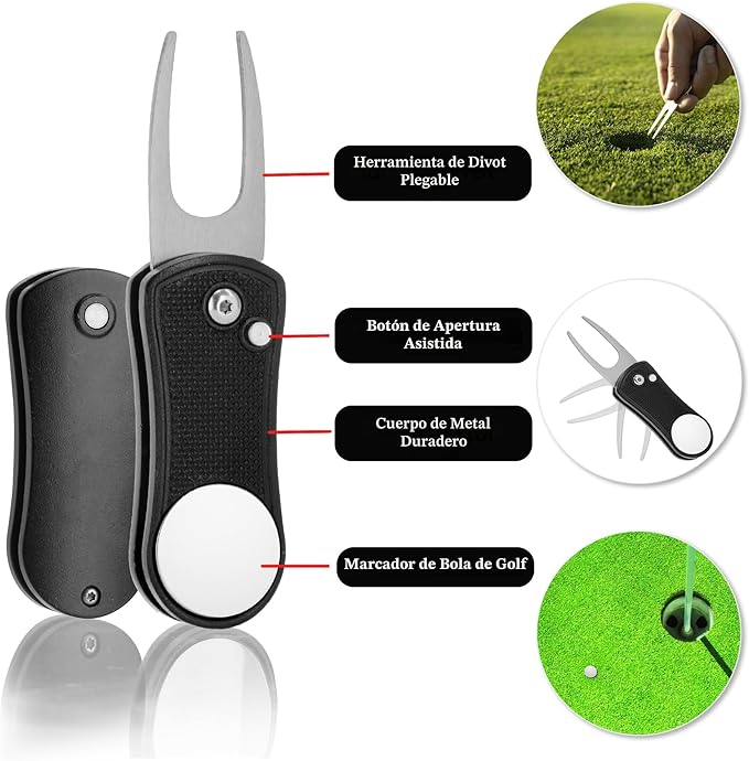 Golf-EZ Kit esencial de golf | Accesorios imprescindibles para golf - cepillo de agua de golf, toalla de golf, cepillo para palos de golf, marcador de pelota de golf