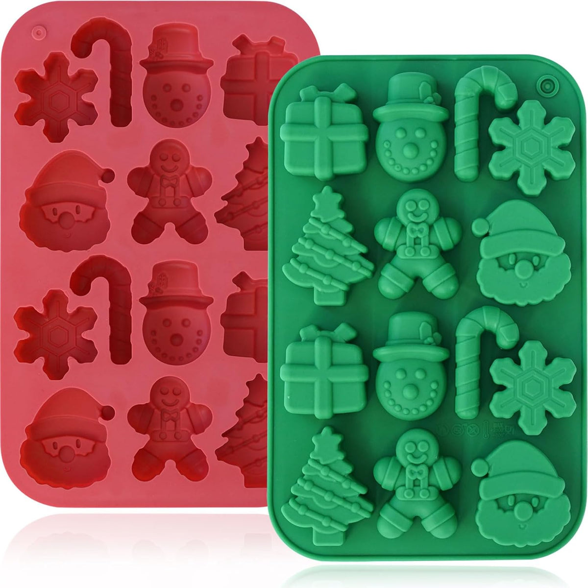 Moldes de Silicona Navideños HKNMTT – Set de 2 Moldes 3D para Chocolate, Dulces, Jabón y Velas