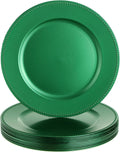 Gerrii 12 Platos base metálicos con cuentas, platos redondos de plástico de 13 pulgadas, platos base con cuentas para bodas, fiestas y decoración de mesas (verde, con cuentas)