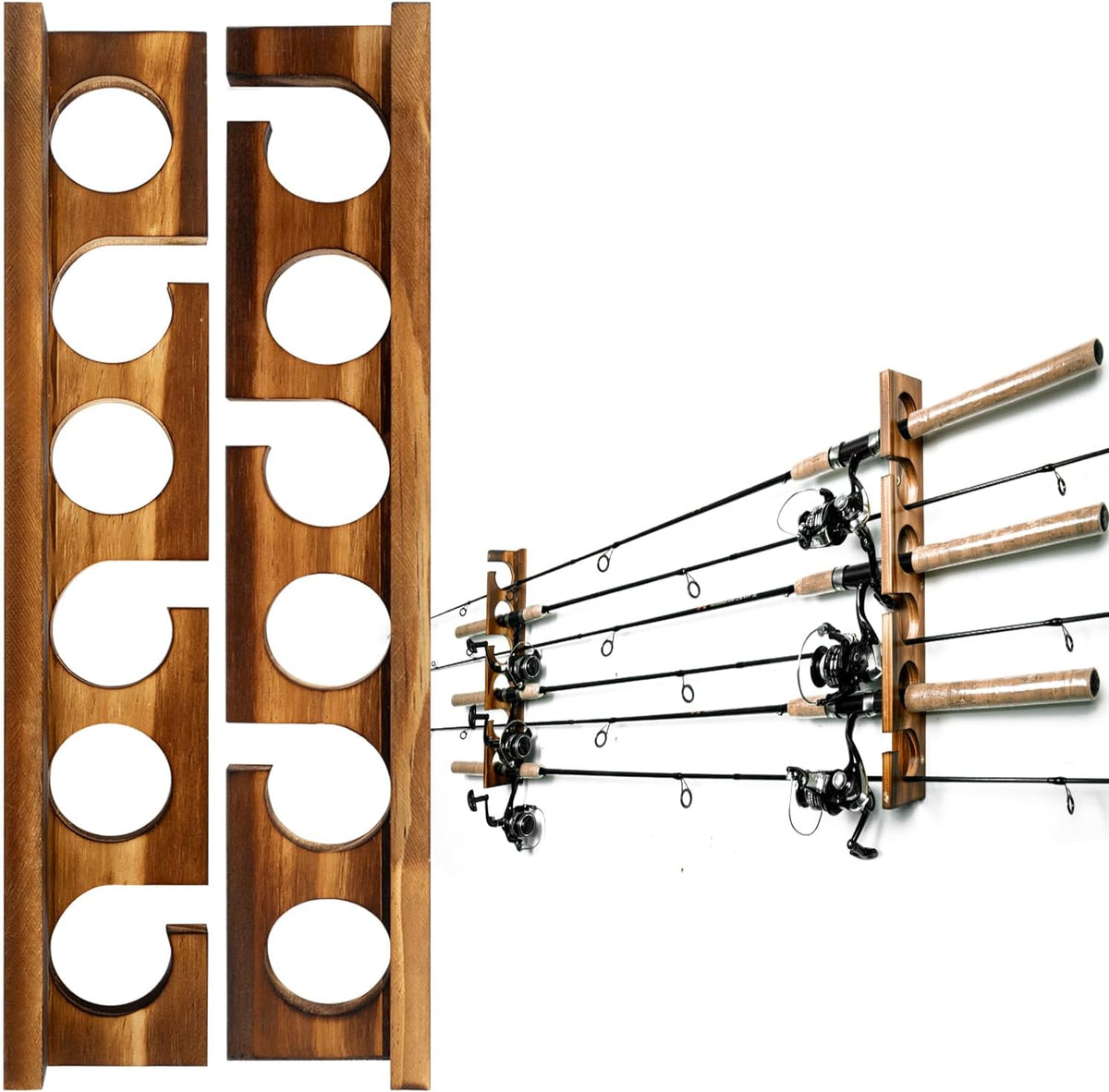 Soporte para Cañas de Pescar Ghosthorn – Capacidad 6 Cañas, Montaje en Pared o Techo, Organizador de Almacenamiento para Garaje, Para Hombres y Mujeres