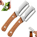 Pelador de verduras multifuncional para cocina, 2 piezas, pelador con mango de madera y abridor de botellas, peladores de cocina para frutas, verduras y calabaza.