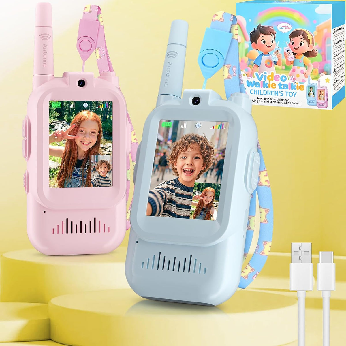 Walkie Talkies con Video HD para Ninos | Camara, Efectos de Voz y Alcance de 300m | Regalo para Ninos y Ninas de 6 a 8 Anos