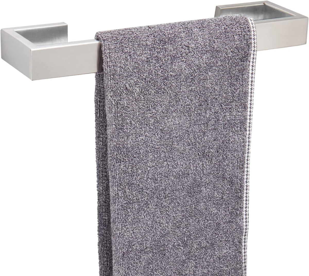TocTen Bath Towel Rack - Square Base Thicken SUS304 Stainless Steel Towel Bar for Bathroom, Bathroom Bar Accessories Towel Rod Heavy Duty Wall Mounted Towel Holder (Brushed Nickel, 12 Inch)