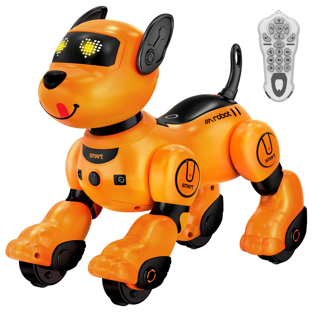 Anysun Perro Robot con Control Remoto para Niños — Cachorro Inteligente Programable, Baila y Camina | Color Amarillo