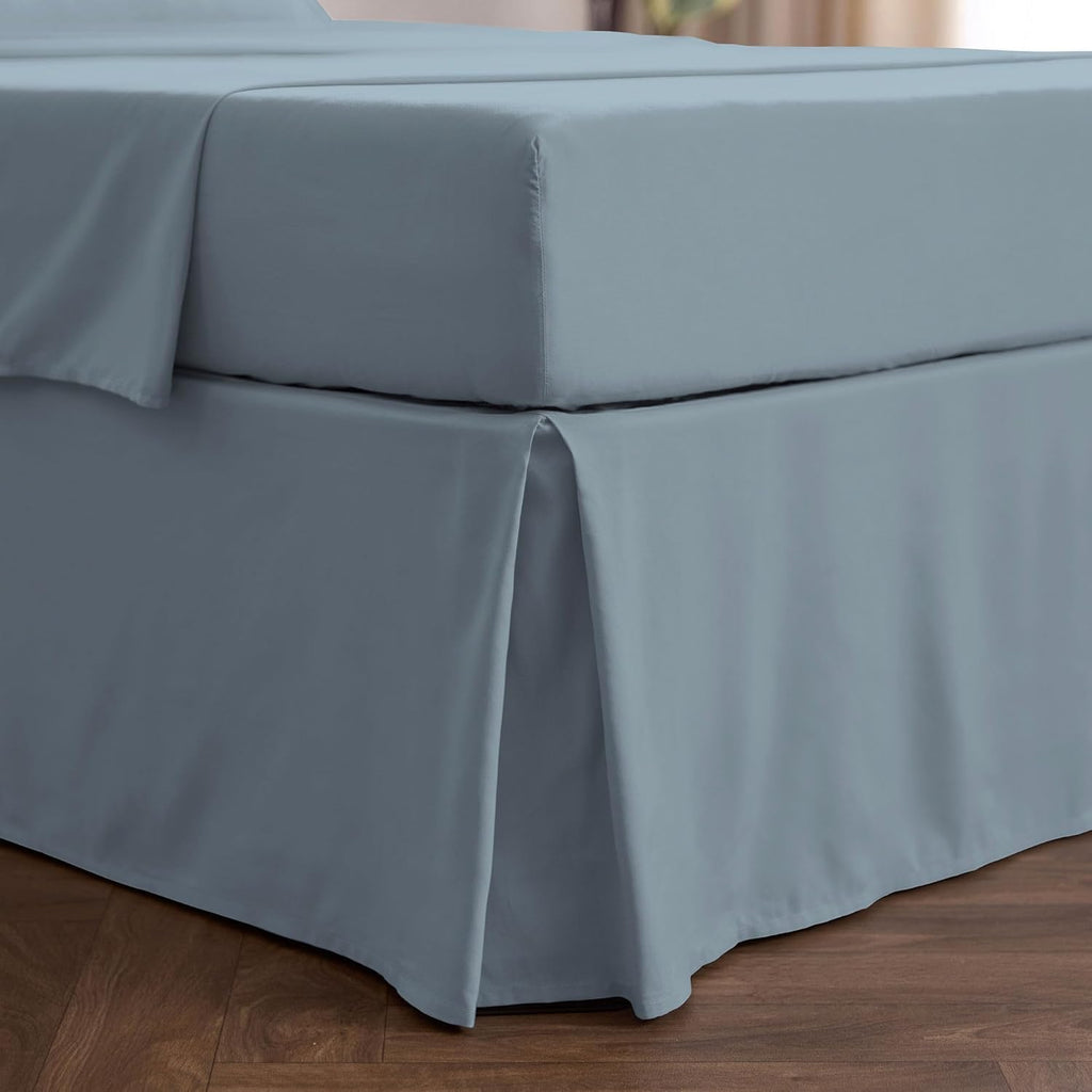 Mellanni Bed Skirt Queen Size - Bed Skirting - 15-Inch Tailored Drop Pleated Dust Ruffle - Hotel Luxury Bedding - Wrinkle, Fade, Stain Resistant - 1 Bedskirt (Queen, Blue Hydrangea)
