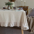 Mantel Retro Granja GLORY SEASON Algodón Volantes Lavable Cubierta Mesa Rectangular - 152 x 305 cm - Decoración Fiesta Ducha Boda