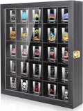 Vitrina Tutata para Vasos de Shot | Estuche de 25 Espacios con Puerta | Almacenamiento Montado en Pared | Negro