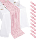 Caminos de Mesa Muselina Rosa Claro Paquete de 10 Piezas 43x274 cm Boho Gasa Muselina para Bodas Fiestas Fiesta de Bebé Cumpleaños Decoración del Hogar