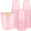 Ziliny 50pcs Plastic Pure Pink Cups,12oz Disposable Stemless Wine Glasses | transparent texture,disposable plastic material,stemless design,wedding birthday party use,cocktail serving,baby shower