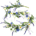 Guirnalda de primavera de 1,8 m (6 pies) estilo granja, guirnaldas campestres de verano para decoración, guirnalda floral rústica de primavera con girasoles blancos, enredadera de flores silvestres para repisa de chimenea, centro de mesa, decoración de