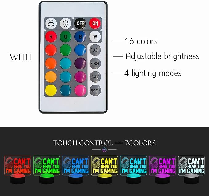Lámpara LED Gaming 3D CHY – Iluminación Decorativa para Sala de Juegos y Escritorio