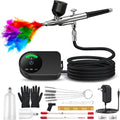 Kit de aerógrafo con compresor de aire, cepillo de aire de alta presión de 22/30/50 PSI, sin obstrucción con boquilla de 0.2/0.3/0.5mm/juegos de limpieza, ideal para pintar, modelar