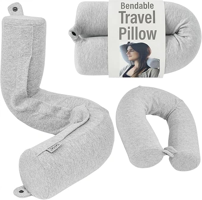 Almohada de viaje Twist de espuma viscoelástica para soporte de cuello, barbilla, zona lumbar y piernas - ideal para viajar en avión, autobús, tren o en casa