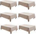 Manteles de lino sintético para mesas rectangulares – Paquete de 6 manteles de tela texturizados lavables, longitud del suelo para bodas, fiestas, banquetes, cumpleaños