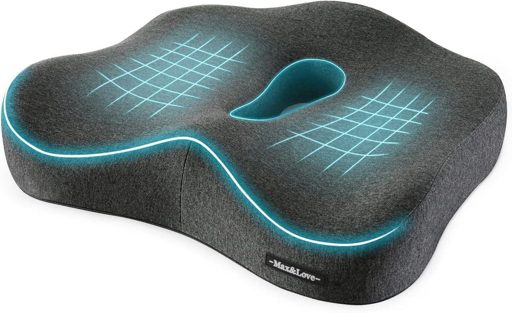 Cojín Asiento Silla Espuma Memoria para Alivia Dolor Espalda Ciática Dolor Cóccix Disco Degenerativo Ortopédico Osteoartritis Próstata Cojín Bajo Espalda Forma Cadera (Gris Oscuro)