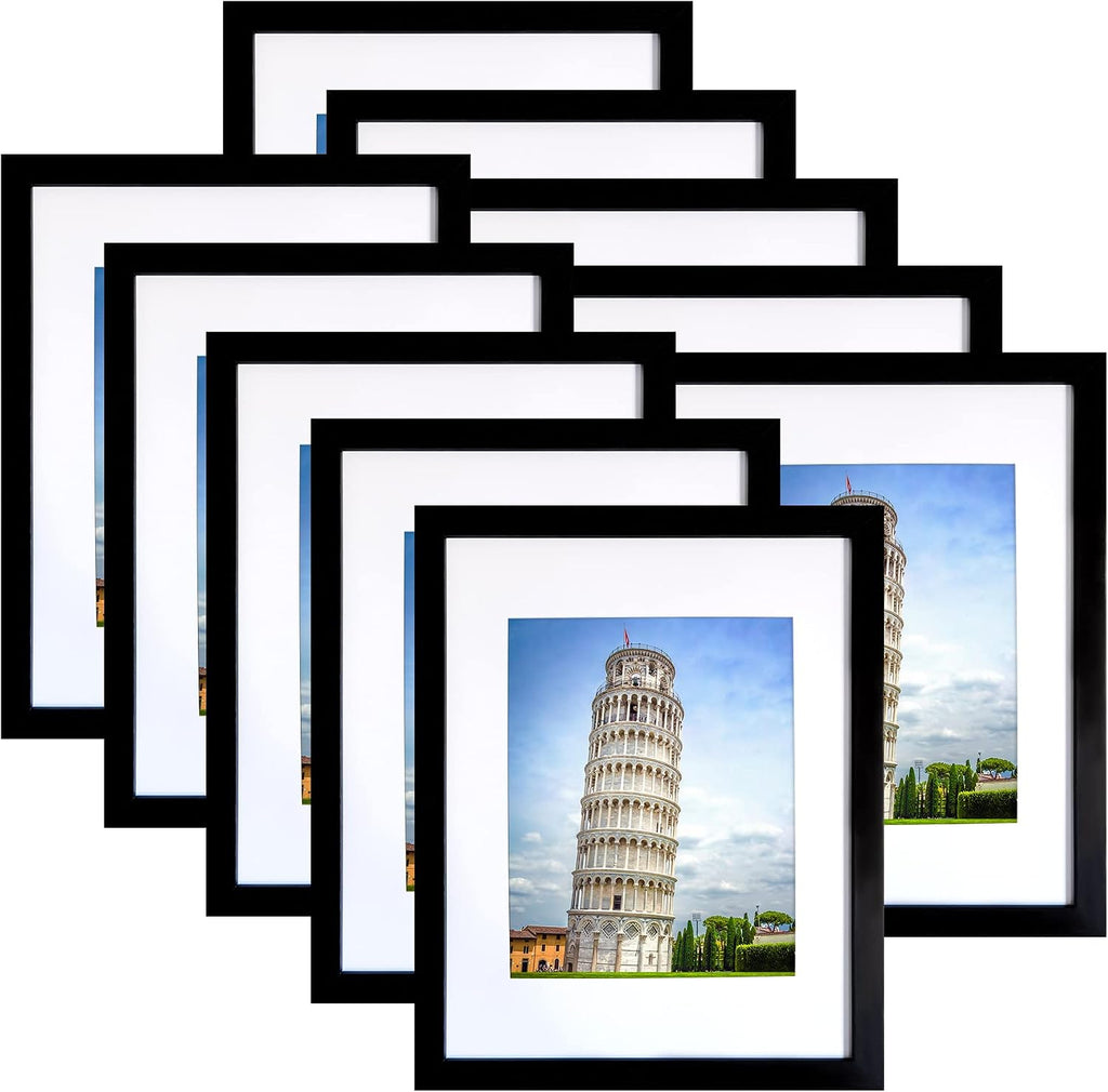 Set de 10 Marcos para Fotos 8x10 SESEAT – Portarretratos para Pared o Mesa, Negro