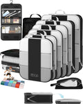 OlarHike Set de 10 Cubos de Compresion para Viaje | Organizadores Expandibles y Comprimibles para Maleta | Bolsas Organizadoras de Equipaje para Ropa | Negro
