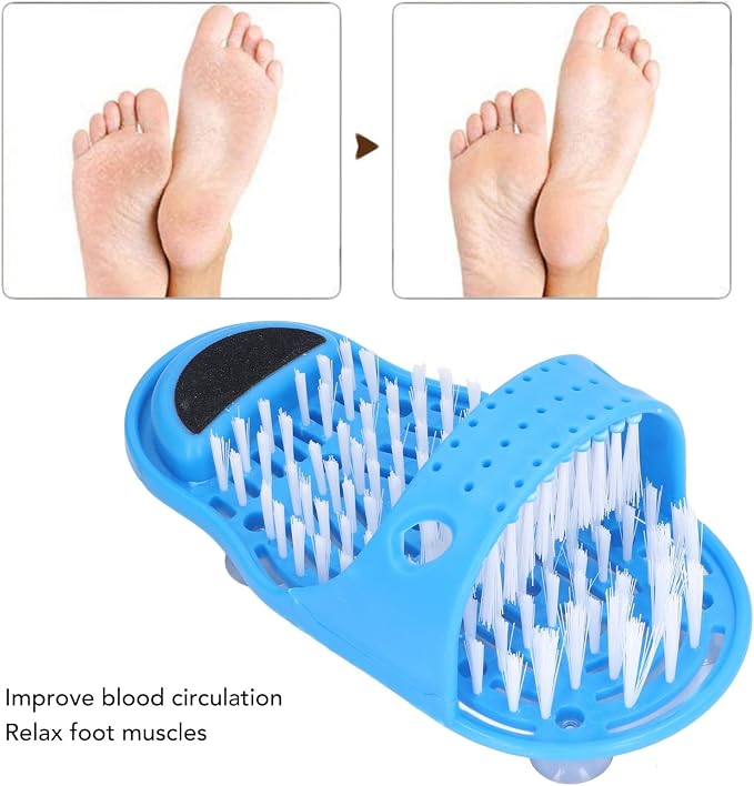 Limpiador de pies de ducha, limpiador de pies, cepillo de lavado de pies, masajeador de pies con ventosas para adultos unisex, color azul