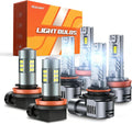 SEALIGHT 9005/HB3 H11/H9/H8 Light Bulbs Combo and F1 H11 LED Fog Light Bulbs 66,000LM Ultra-Bright 6500K 9005 H11 Bulbs with 14000RPM Cooling Fan, 360° Illumination, True Plug-N-Play, Pack of 6