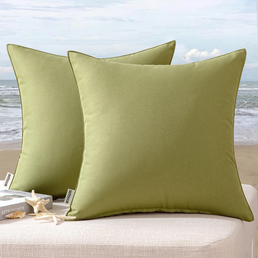 MIULEE Fundas de Cojin Decorativas para Exterior 2 Piezas | Verde Salvia Impermeables | Cuadradas 20x20 Pulgadas para Jardin, Patio y Sofa