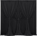 Cortinas de fondo negras de 16x10 pies para bodas y fiestas, cortinas de poliéster sin arrugas para fotografía, ideales para bodas, baby showers, fiestas de cumpleaños, fondos de escenario y decoraciones (4x10 pies, 4 paneles).