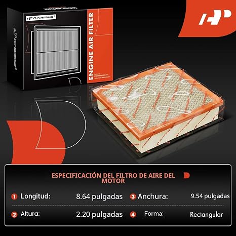 Filtro de Aire del Motor A-Premium para Toyota Camry Highlander Avalon Sienna, Dodge Durango, Jeep Grand Cherokee, Lexus ES350 RX350 – Ref. 17801-0P050