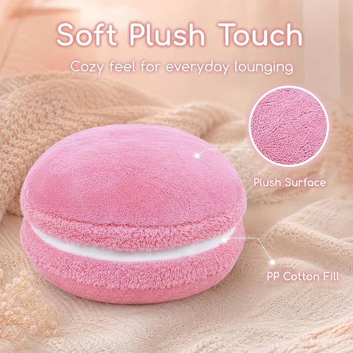 Almohada decorativa redonda de plush con forma de macarrón ChezMax, de 14.5 pulgadas