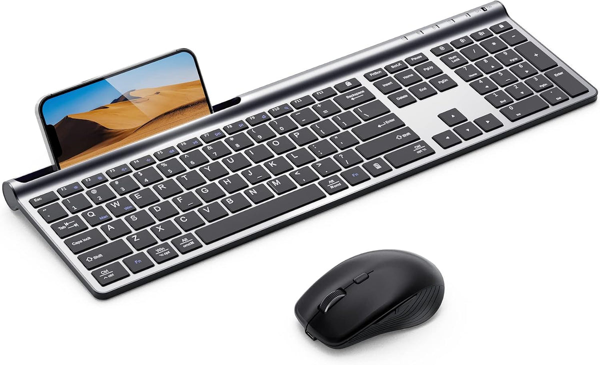 COLOR VERDE-Combo de Teclado y Mouse Inalambrico Samsers | Ultra Delgado y Recargable | Modo Dual (Bluetooth 5.0 x2 + 2.4G) | Silencioso y Compacto para Mac, iOS, Android y Windows