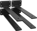 Paquete de 4 soportes de estante en L ocultos negros de 25 cm (1/5 de pulgada de grosor) de hierro para estantes flotantes, soportes de metal rústicos industriales para estantes.