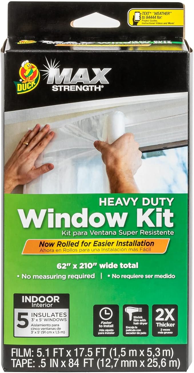 Kit de Aislamiento de Ventana Duck MAX Strength – Película Retráctil para hasta 5 Ventanas