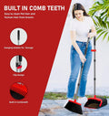 2-Pack is More economical,Brooms with Dustpan Combo Set， with 52" Long Handle, Dustpan Teeth with self-Cleaning Function, Indoor and Outdoor Sweeping, Perfect for Home Office (Large/Red /2-Pack)