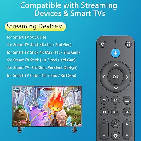 Control remoto por voz de repuesto para Fire Stick/Amazon Toshiba Insignia Fire Smart TV (1ª/2ª/3ª generación)
