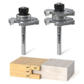 Juego de 2 fresas para ranurar y machihembrar APIOLO Professional, vástago de 1/4 de pulgada, fresa en forma de T de 3 dientes, herramientas para trabajar la madera, para bricolaje, puertas, mesas, armarios, estantes y muebles.