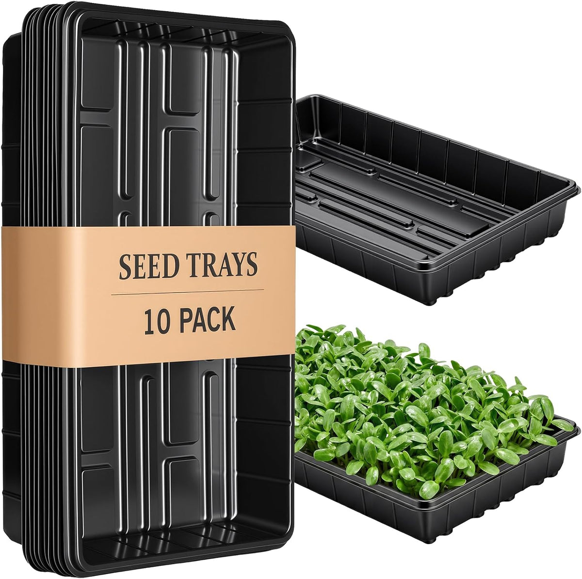 EXTYQWC 10 Bandejas para cultivo de plantas, Bandeja para plantas, Bandeja para semillas, Bandeja para plántulas, Bandeja de propagación, Bandejas para plántulas, Bandejas de plantación, Bandeja de inicio para plántulas (sin orificios de drenaje)