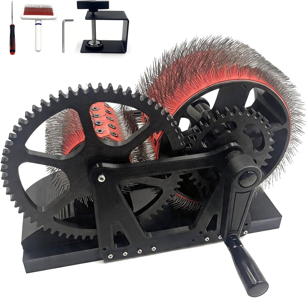 Máquina de Peinado de Lana, Máquina de Cardado de Tambor de Lana de Fibra con Manivela Manual Eliminar Impurezas de Fibra Rápido Mezcla de Color, Rueda de Mezcla de Lana para Artesanía DIY Hacer Animales de Fieltro, Hecho a Mano