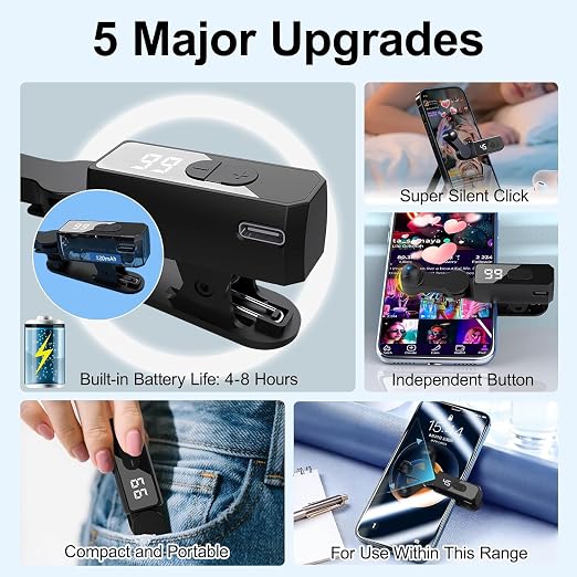 Clicador automático inalámbrico para iPhone Android Tapper para Tiktok con batería incorporada, pantalla auto-clicador para Tiktok Live, juegos, me gusta y tareas de recompensa recargable