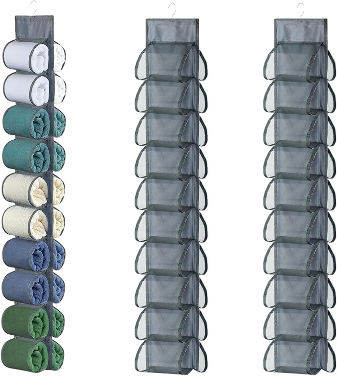 Paquete de 2 organizadores colgantes para leggings, organizador de almacenamiento de leggings, organizador de leggings para armario, organizador de armario colgante, instalar detrás de la puerta