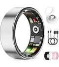 Anillo Inteligente UniJethro — Monitor de Frecuencia Cardíaca, Oxígeno, Presión y Sueño, IP68, Sin Cuota de App (Plata, Talla 14)
