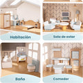 ROBUD Juego de muebles de madera para casa de muñecas, 23 piezas, accesorios para casa de muñecas, muebles en miniatura que incluyen 5 kits de habitación, muebles de casa de muñecas, juguetes de juego