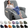 ( PRODUCTO IGUAL COMO SE MUESTRA EN LA SEGUNDA IMAGEN ) Funda para Sillón Reclinable YEMYHOM | Cubierta Elástica de Jacquard con Bolsillo Lateral | Antideslizante con Base Elástica | Gris Claro