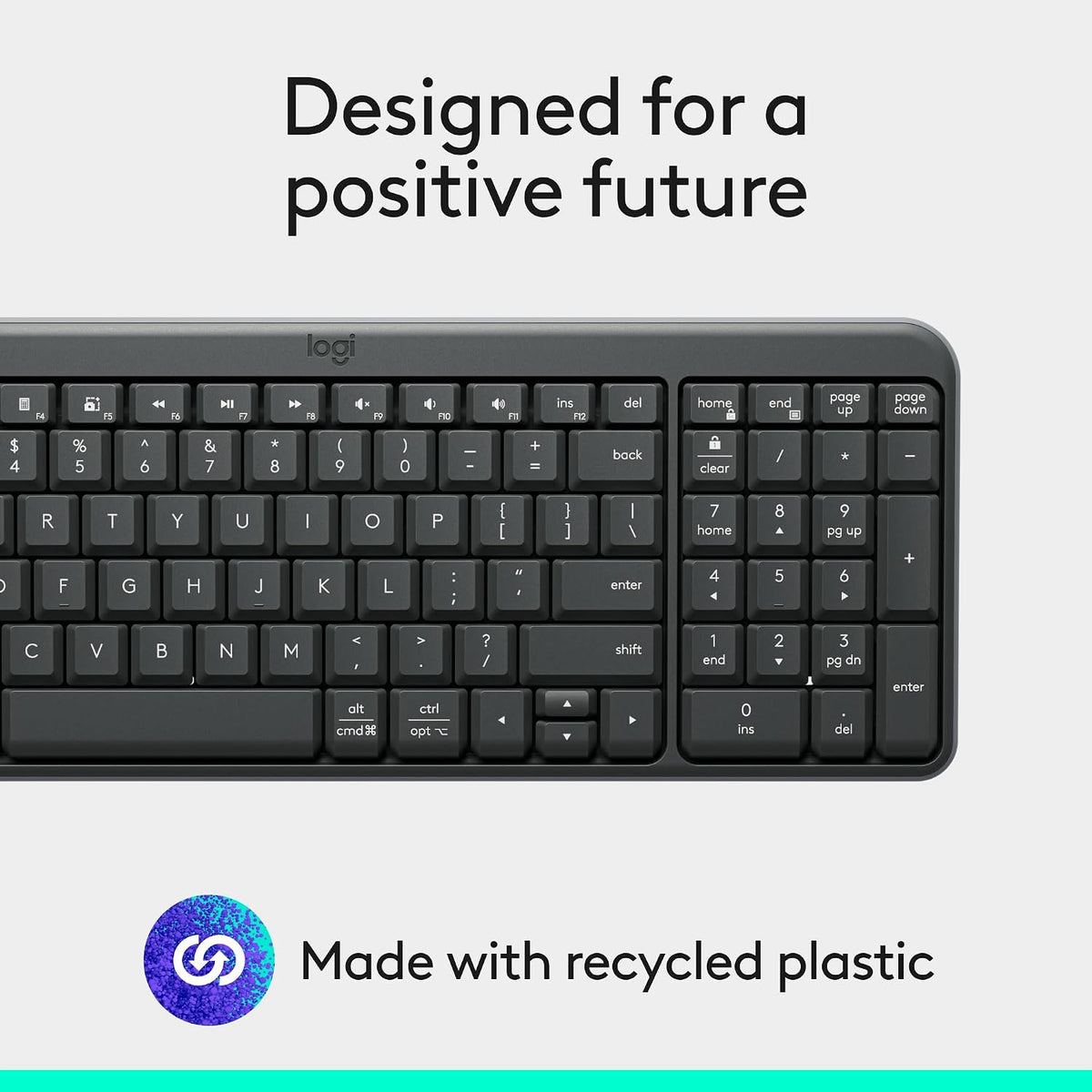 Logitech Teclado Bluetooth inalámbrico compacto K250 con teclado numérico