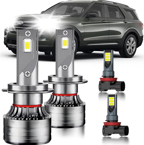 Para Ford Explorer 2011-2015 Bombillas de Luces Antiniebla Combo, paquete de 4 piezas de luces antiniebla súper brillantes blancas de doble haz y bombillas de luces antiniebla