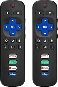 Control remoto de repuesto Acoyer (paquete de 2) solo para televisores Roku, compatible con televisores inteligentes TCL Roku/Hisense Roku/Onn Roku/Philips Roku (no compatible con Stick ni Box).