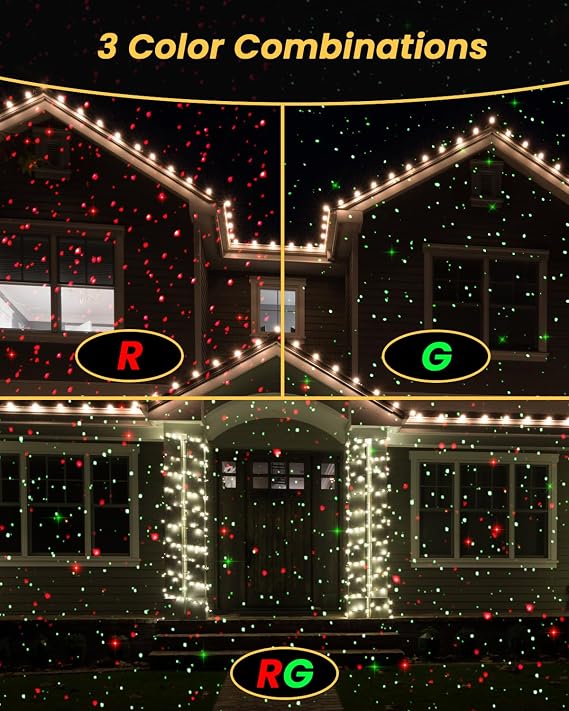Enjoyedled - Luces de proyección navideñas para exteriores con control remoto, luces láser rojas y verdes de galaxia con IP65 a prueba de agua, decoración del hogar para boda, jardín, patio, fiesta