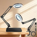 Lupa 10X/20X con luz, soporte y pinza, lupa de escritorio 2 en 1 para lectura con 3 modos de color, iluminada y con función de aumento. Lupa ajustable con soporte y luz, manos libres.